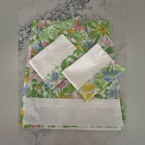 Vintage Floral Lace Lilly Pulitzer Like Twin Sheet Set Fashion Manor Penn Prest
